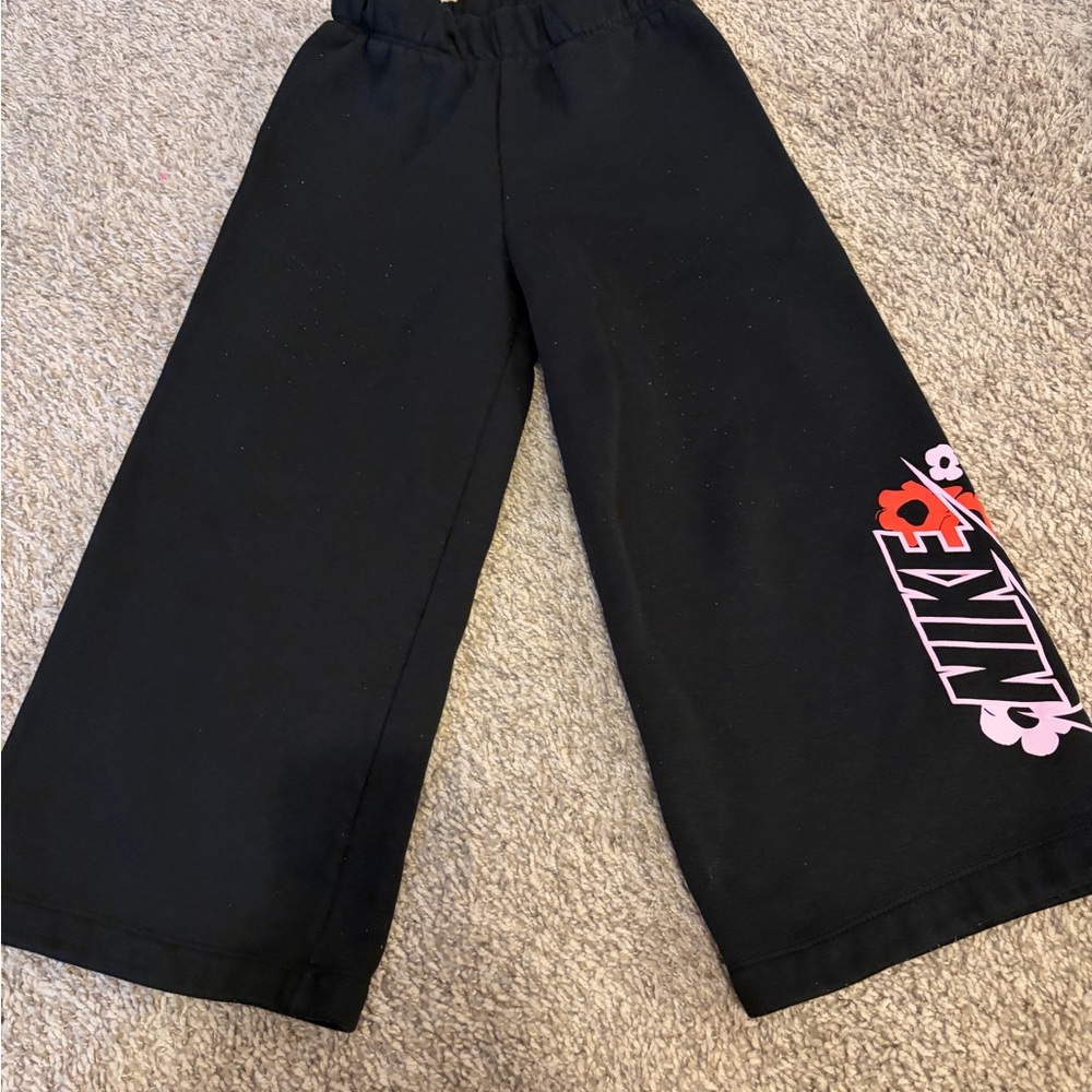 Nike Kids Black Sweatpants with Pink Logo